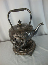 Load image into Gallery viewer, Antique JE Caldwell Silverplate Grape Motif Teapot with Warmer Stand
