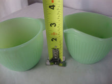 Load image into Gallery viewer, Vintage Fire King Jadeite Jane Ray Creamer and Sugar Bowl with Lid Set
