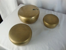 Load image into Gallery viewer, Vintage Oriental Brass Round Nesting Bowls with Lids 3 Bowl Set
