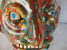 Load image into Gallery viewer, Marvin Bailey SC Folk Art Potter Bold Streaked Blue Beady Eye Open Mouth Ugly Face Jug
