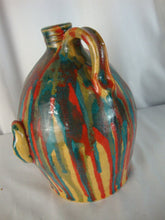 Load image into Gallery viewer, Marvin Bailey SC Folk Art Potter Bold Streaked Blue Beady Eye Open Mouth Ugly Face Jug
