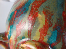 Load image into Gallery viewer, Marvin Bailey SC Folk Art Potter Bold Streaked Blue Beady Eye Open Mouth Ugly Face Jug
