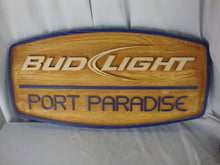 Load image into Gallery viewer, Vintage Bud Light Port Paradise Faux Wood Pool Bar Sign
