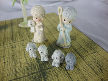 Load image into Gallery viewer, 1989 Precious Moments Painted Pewter Mini 17 Piece Nativity Set with Handmade Display Board
