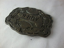 Load image into Gallery viewer, Vintage Indian Motif Engraved JERRY Metal Belt Buckle
