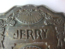 Load image into Gallery viewer, Vintage Indian Motif Engraved JERRY Metal Belt Buckle
