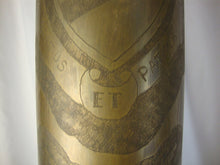 Load image into Gallery viewer, WWI Large Artilillery Trench Art Floor Lamp Fifth Year Anniversary Engraving

