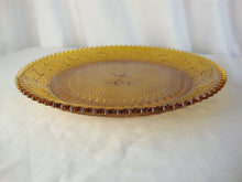 Load image into Gallery viewer, Vintage Indiana GLass Tiara Amber Sandwich Glass Round Serving Platter Sawtooth Edge
