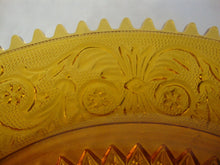 Load image into Gallery viewer, Vintage Indiana GLass Tiara Amber Sandwich Glass Round Serving Platter Sawtooth Edge
