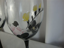 Load image into Gallery viewer, Vintage Luminarc Anais Floral Black Oriental Wine Glasses Set of 4
