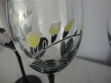 Load image into Gallery viewer, Vintage Luminarc Anais Floral Black Oriental Wine Glasses Set of 4
