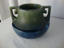 Load image into Gallery viewer, Antique Fulper Pottery Shape 452 Blue Green Flambe Drip Glaze Double Handle Jug Vase
