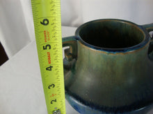 Load image into Gallery viewer, Antique Fulper Pottery Shape 452 Blue Green Flambe Drip Glaze Double Handle Jug Vase
