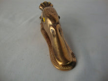Load image into Gallery viewer, Antique Brass Cast Iron Duck Head Bill Letter Holder Yellow Glass Eyes Table or Wall
