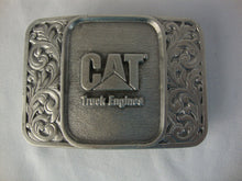 Load image into Gallery viewer, Vintage CAT Truck Engines USA Made Scrollwork Belt Buckle
