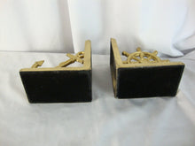 Load image into Gallery viewer, Vintage Brass Metal Ship Wheel and Anchor with Rope Bookend Pair
