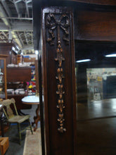 Load image into Gallery viewer, Antique Curved Glass Front Wood Shelves Display Cabinet
