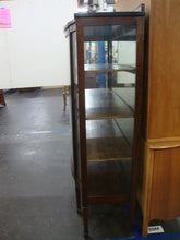 Load image into Gallery viewer, Antique Curved Glass Front Wood Shelves Display Cabinet
