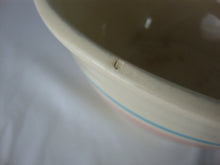 Load image into Gallery viewer, Vintage Weller Stoneware Blue Pink Striped Kitchen Mixing Bowl
