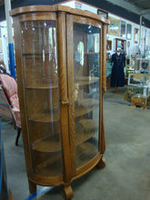 Load image into Gallery viewer, Antique Tiger Oak Empire Style Bowfront Display Case Cabinet
