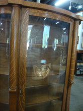 Load image into Gallery viewer, Antique Tiger Oak Empire Style Bowfront Display Case Cabinet
