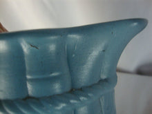 Load image into Gallery viewer, Antique W Ridgway Unmarked Country Blue Stoneware Bamboo Rope Motif Handled Pitcher

