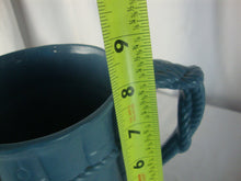Load image into Gallery viewer, Antique W Ridgway Unmarked Country Blue Stoneware Bamboo Rope Motif Handled Pitcher
