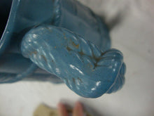 Load image into Gallery viewer, Antique W Ridgway Unmarked Country Blue Stoneware Bamboo Rope Motif Handled Pitcher
