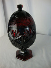 Load image into Gallery viewer, Vintage Luminarc Ruby Red Glass Egg Pedestal Candy Dish with Dome Lid
