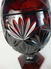 Load image into Gallery viewer, Vintage Luminarc Ruby Red Glass Egg Pedestal Candy Dish with Dome Lid
