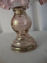 Load image into Gallery viewer, Vintage HOMCO Fenton Style Cabbage Rose Dusty Rose Glass 3 Part Fairy Lamp
