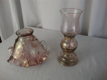Load image into Gallery viewer, Vintage HOMCO Fenton Style Cabbage Rose Dusty Rose Glass 3 Part Fairy Lamp
