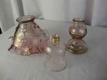Load image into Gallery viewer, Vintage HOMCO Fenton Style Cabbage Rose Dusty Rose Glass 3 Part Fairy Lamp
