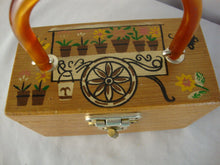 Load image into Gallery viewer, Vintage Gary Gail Dallas Flower Cart Motif Mini Box Purse with Lucite Handle
