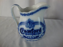 Load image into Gallery viewer, Antique Crawford Cooking Ranges Flow Blue Advertising Creamer Pitcher
