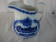 Load image into Gallery viewer, Antique Crawford Cooking Ranges Flow Blue Advertising Creamer Pitcher
