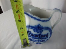 Load image into Gallery viewer, Antique Crawford Cooking Ranges Flow Blue Advertising Creamer Pitcher
