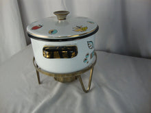 Load image into Gallery viewer, Vintage Georges Briard Ambrosia Enamel Pot with Lid and Chafing Stand
