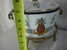 Load image into Gallery viewer, Vintage Georges Briard Ambrosia Enamel Pot with Lid and Chafing Stand
