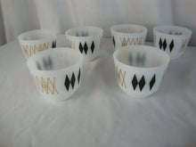 Load image into Gallery viewer, Vintage Federal Milk Glass Atomic Harlequin Diamond 6 Ounce Bowls Set of 6
