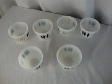 Load image into Gallery viewer, Vintage Federal Milk Glass Atomic Harlequin Diamond 6 Ounce Bowls Set of 6
