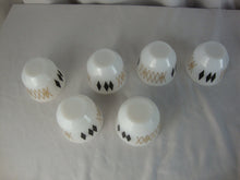 Load image into Gallery viewer, Vintage Federal Milk Glass Atomic Harlequin Diamond 6 Ounce Bowls Set of 6
