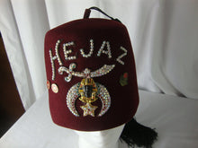 Load image into Gallery viewer, Vintage Hejaz Shriners Jeweled Fez Circus Daddy Pins 6 3/4 Hat Size
