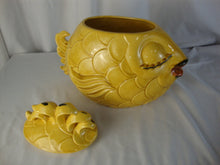 Load image into Gallery viewer, Vintage Doranne CA Harvest Gold Angel Fish Two Piece Cookie Jar Canister
