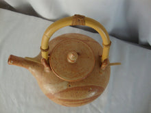 Load image into Gallery viewer, Vintage Handmade Shino Fingerswipe Style Orange Teapot Bamboo Handle
