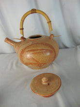 Load image into Gallery viewer, Vintage Handmade Shino Fingerswipe Style Orange Teapot Bamboo Handle
