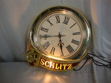 Load image into Gallery viewer, Vintage 1970's Schlitz Molded Plastic Electric Wall Clock with Light
