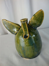 Load image into Gallery viewer, Marvin Bailey Folk Art Potter Blue Tan Green Beady Eye Small Pig Ugly Face Jug
