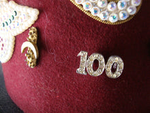 Load image into Gallery viewer, Vintage Hejaz Shriners Jeweled Several Pins Fez 6 3/4 Hat Size with Hatbox
