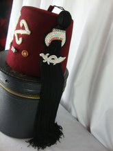 Load image into Gallery viewer, Vintage Hejaz Shriners Jeweled Several Pins Fez 6 3/4 Hat Size with Hatbox
